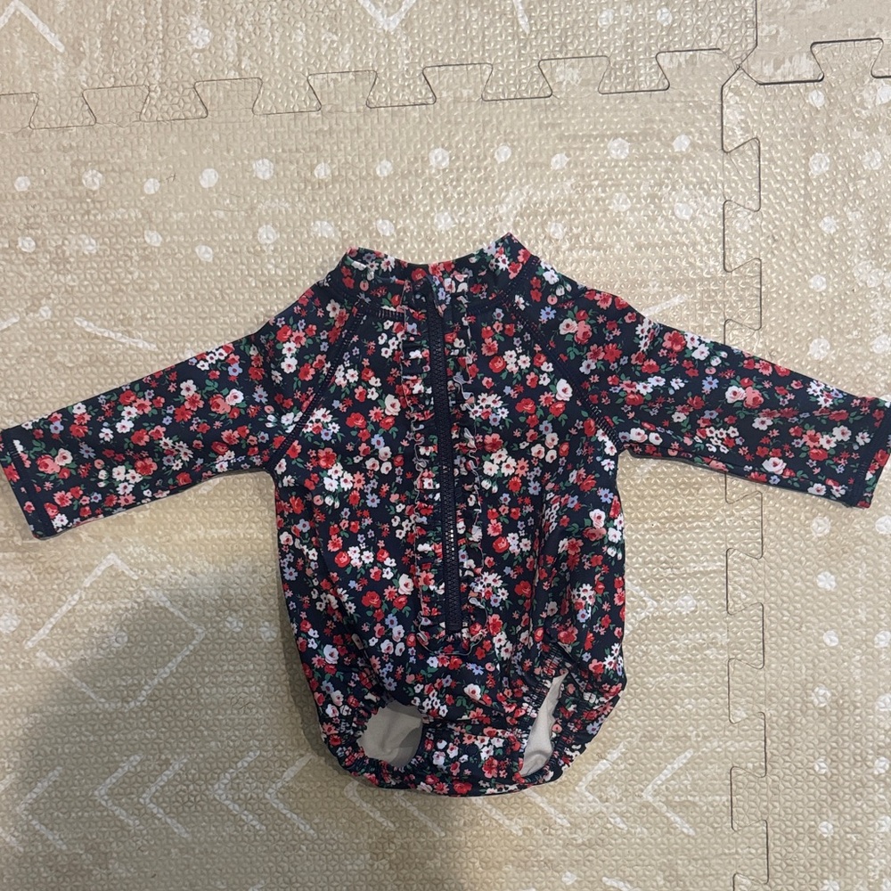 Floral Long Sleeve Baby Bodysuit Janie and Jack Swimsuit 0-3 Months